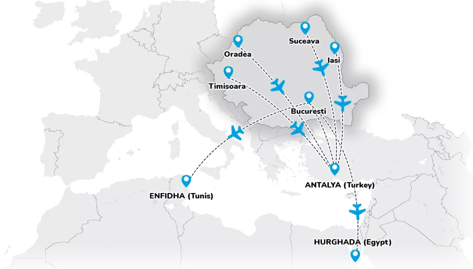 Fly lili - Mappa delle rotte dalla Romania