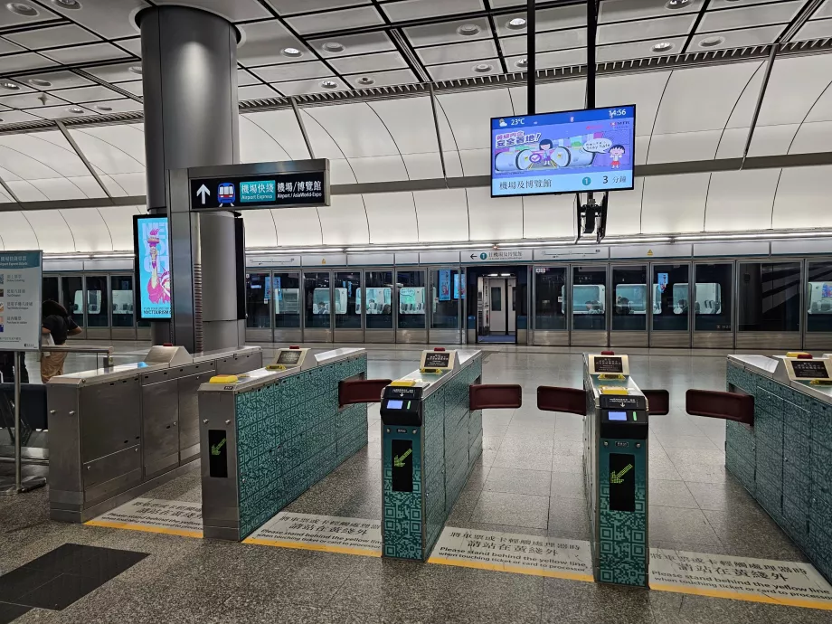 Turnstiles at the entrance to the metro station