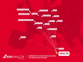 Mappa delle rotte di KM Malta Airlines