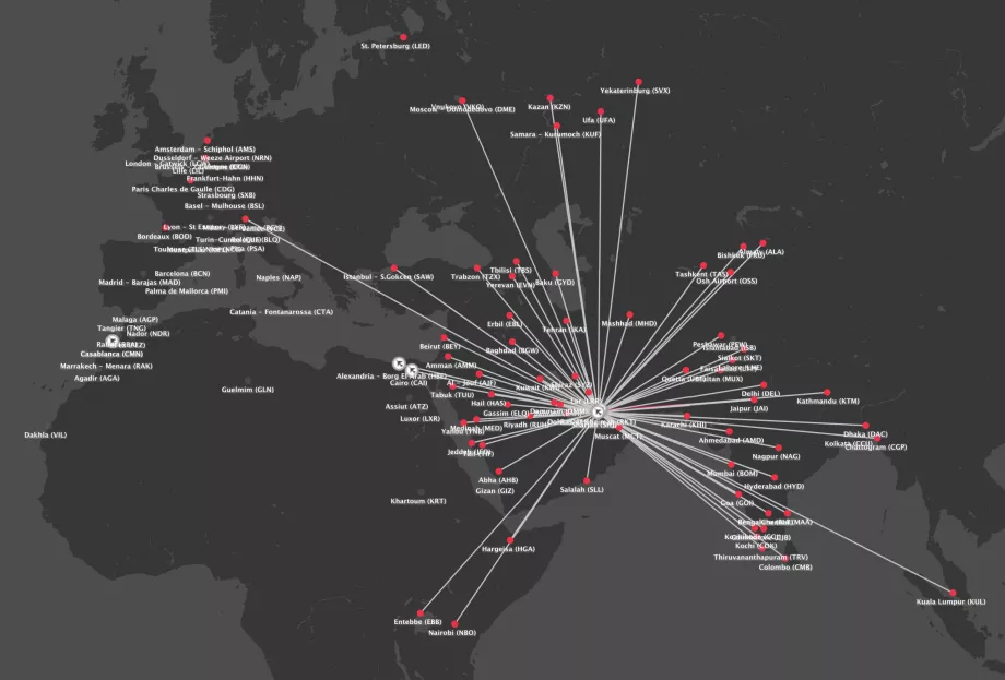 Mappa del percorso Air Arabia