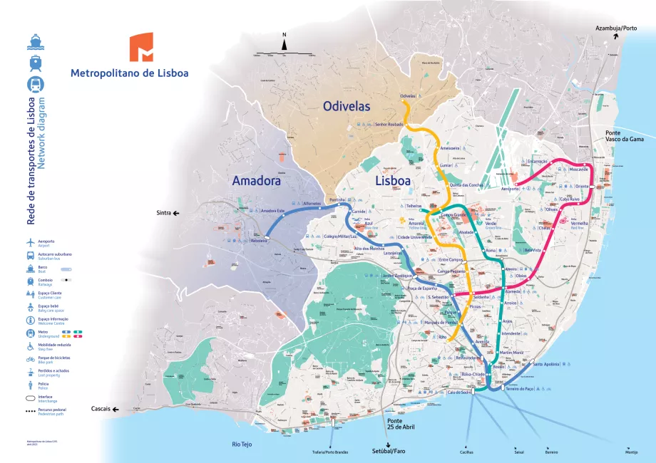 Mappa della metropolitana di Lisbona