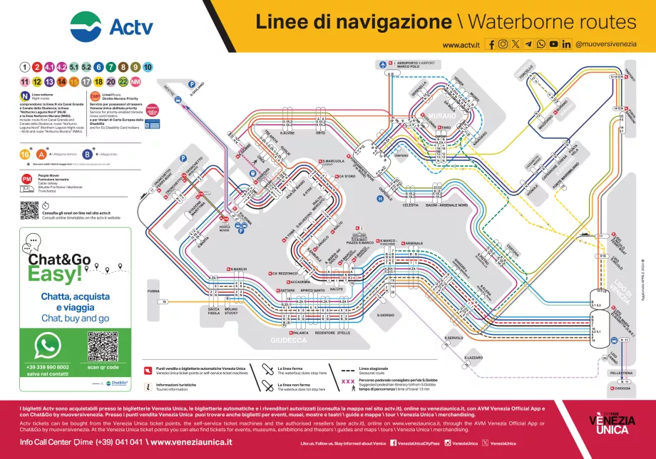 Mappa delle linee di navigazione ACTV