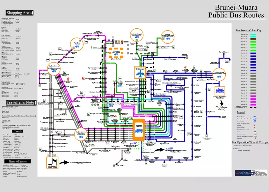 Mappa delle linee di autobus