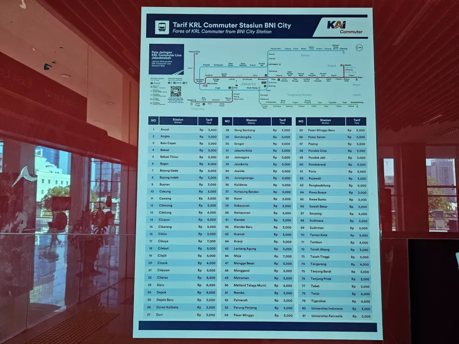 Tariffe dalla stazione BNI City