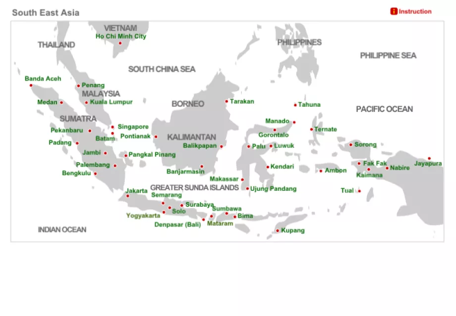 Mappa delle rotte di Lion Air