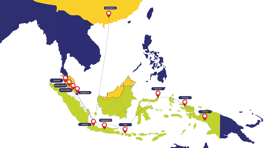 Mappa dell'itinerario TransNusa