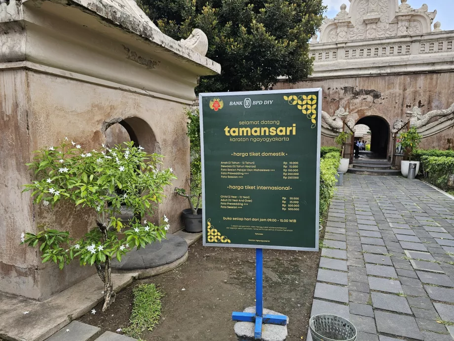 Listino prezzi d'ingresso Tamansari (anno 2025)