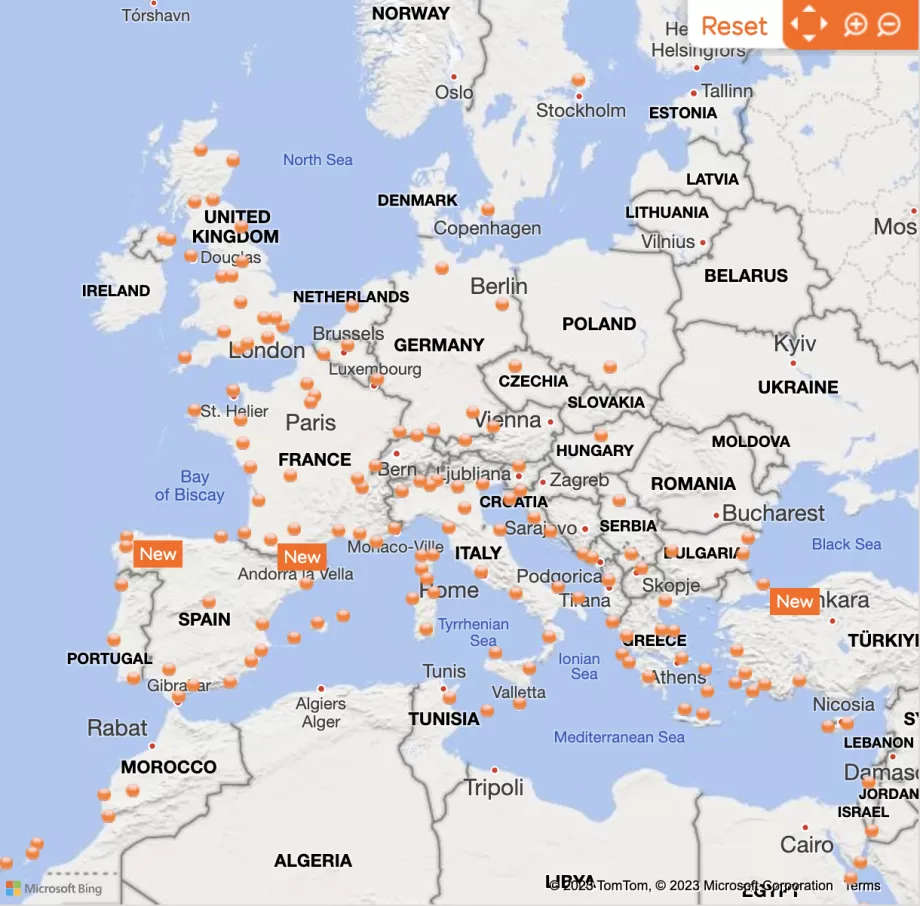 Mappa delle rotte easyJet