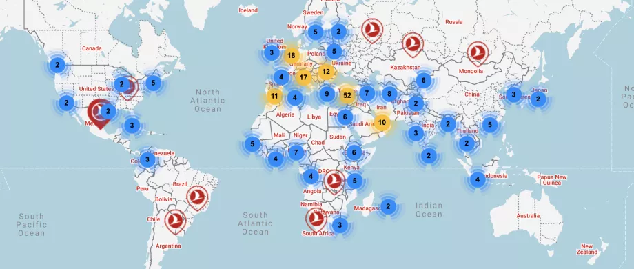 Mappa delle rotte - Turkish Airlines