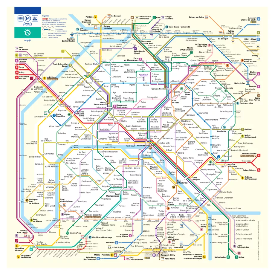 Mappa della metropolitana del centro di Parigi