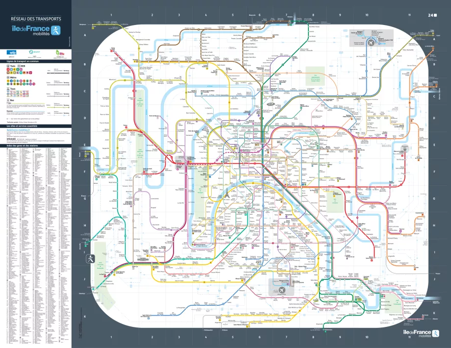 Mappa di RER, Transilien, metropolitana