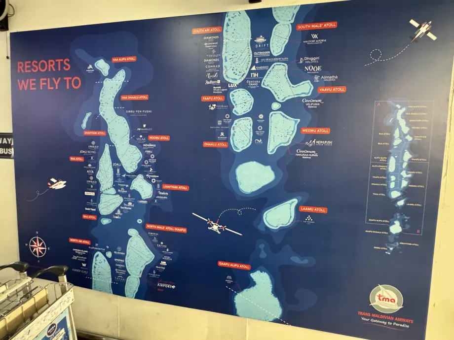 Mappa delle rotte Trans Maldivian Airways