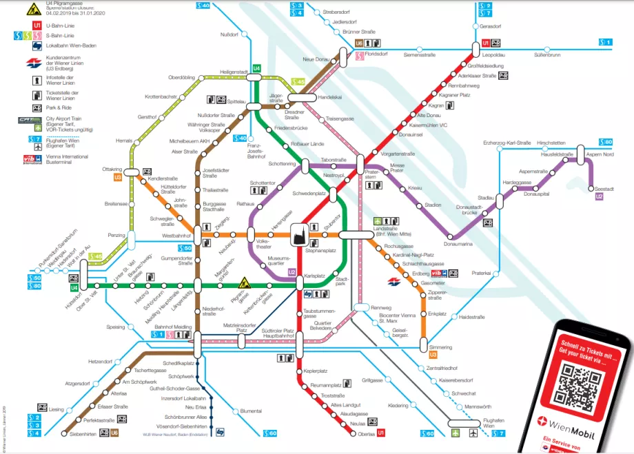 Mappa della metropolitana di Vienna