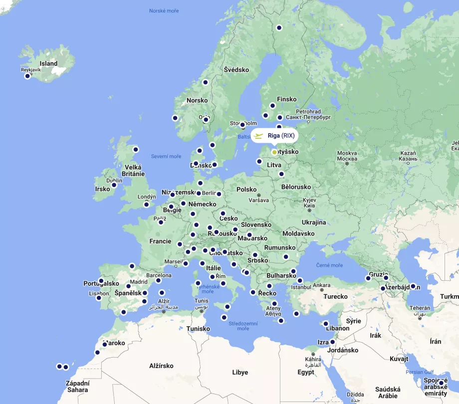 Mappa della rotta AirBaltic