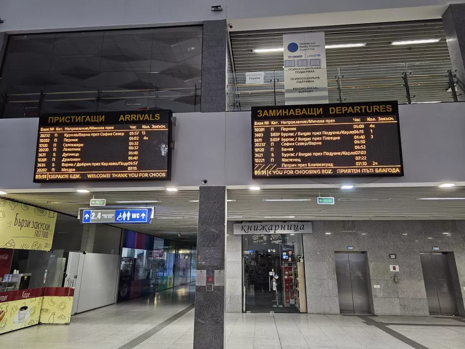 Partenze, Stazione ferroviaria di Sofia