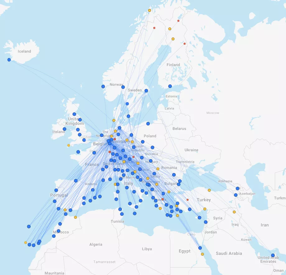 Mappa delle rotte Eurowings