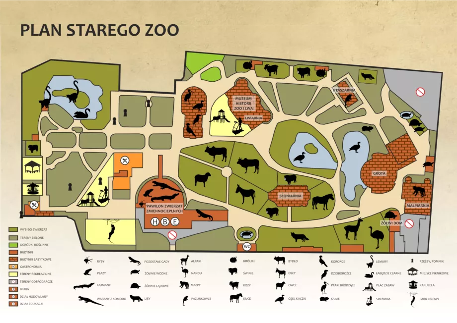 Mappa del vecchio zoo di Poznan